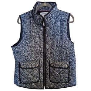 Cambridge Dry Goods Womens XL Black White Herringbone Quilted Puffer Vest